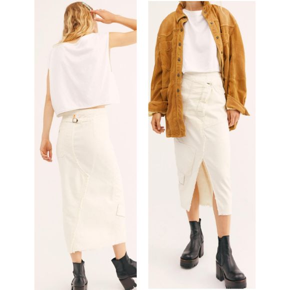 Free People Dresses & Skirts - Free People Echo Front Slit Utility Midi Skirt 2
